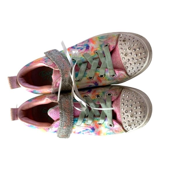 Skechers Twinkle Toes Girls Size 1.5 Pink Multicolor Sneaker Shoes Lights up - Picture 2 of 8
